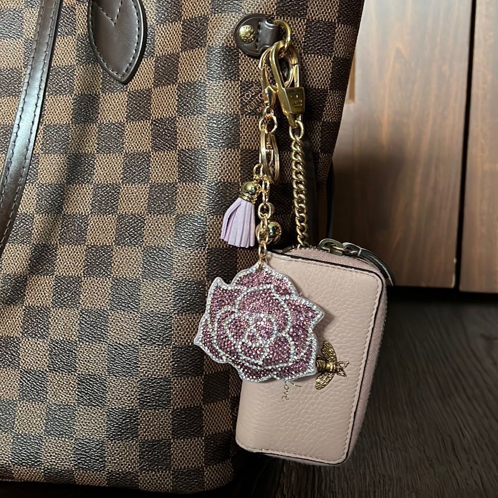 Sparkly Rose Keychain Bag Charm - New in packaging